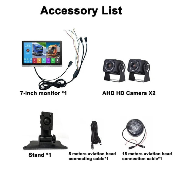 Kit monitorizare camioane, ecran AHD 7 inch cu ecran tactil, 2 camere cu vedere nocturnă