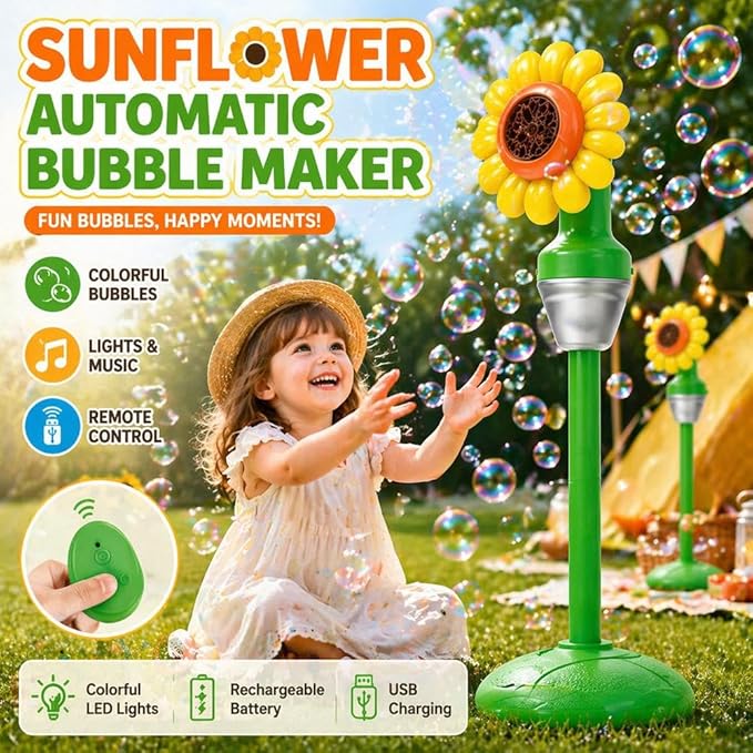 KK Bubble Blower Bubble Tower Jucarie Copii cu Muzica si Pulverizator Girasol 119cm - detaliu produs