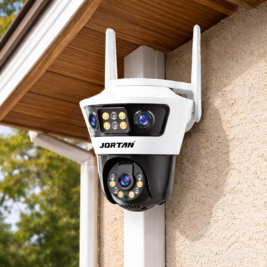 Camera de Supraveghere cu 2 Lentile, PTZ 355°, Jortan JT-4, WiFi, IP66, HD, 6 MP, 1920 x 1080 pixeli, Aplicatie Yoosee