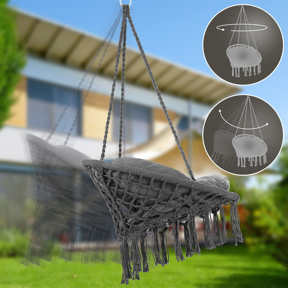 Leagan Suspendat cu Perna Diametru 80cm Sarcina 150kg Cadru Metalic - detaliu produs