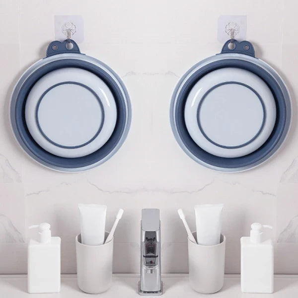 Set 2 ligheane pliabile (6L + 4L) cu suport autoadeziv pentru baie, voiaj, bebelus, compact, 39/35 cm