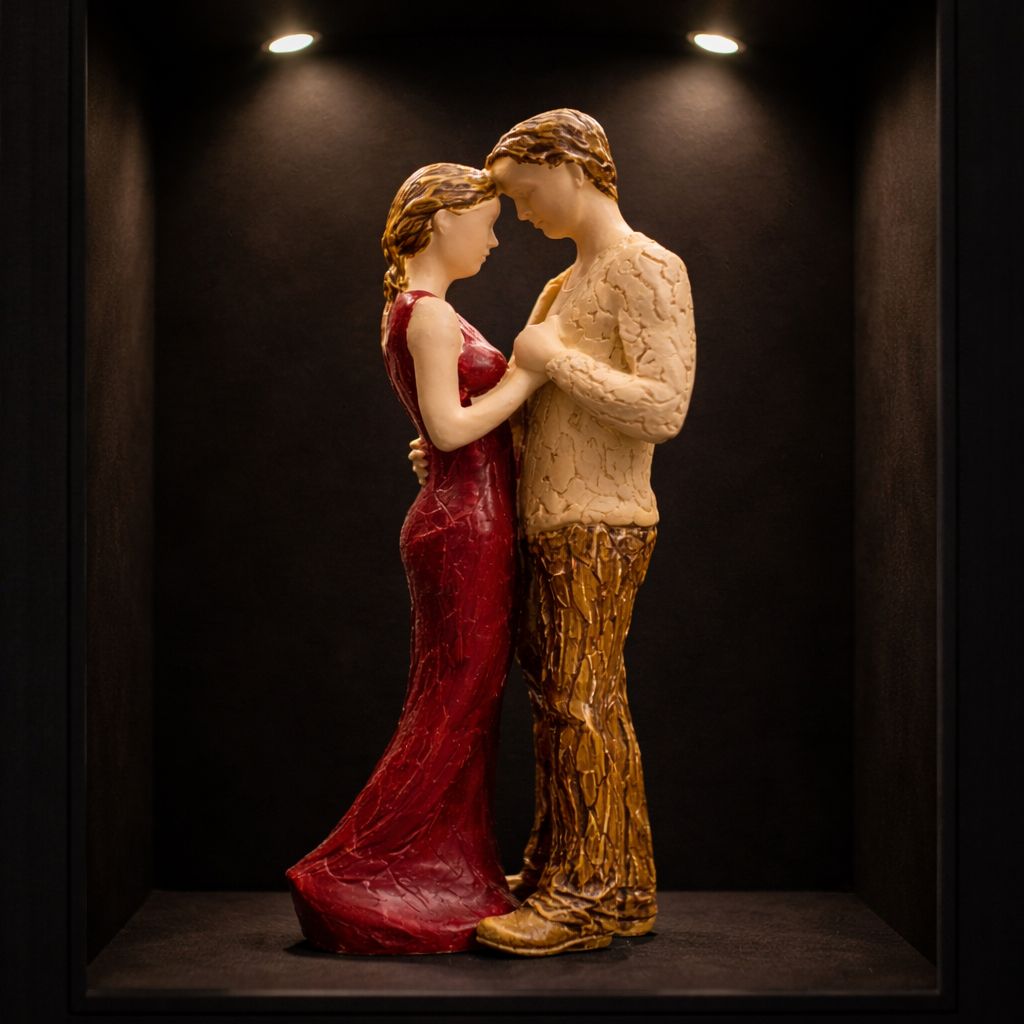 Statueta decorativa, cuplu romantic, rasina finisata, 28 cm