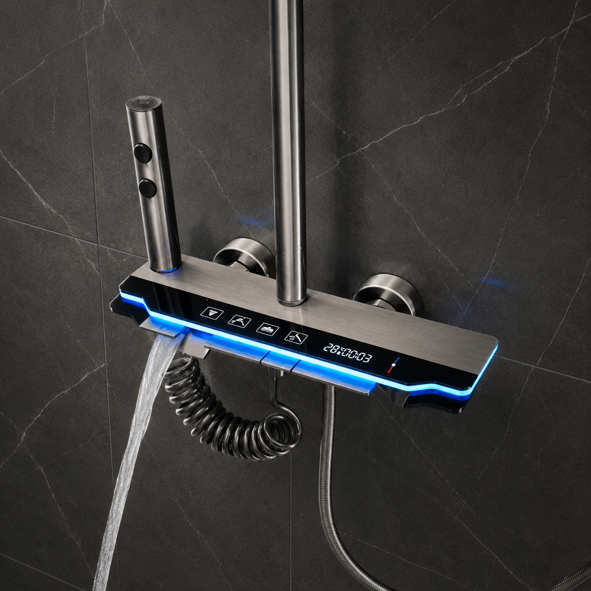Coloana Dus Crom Sistem Dus Complet cu Baterie Mixta Termostatica - imagine principala