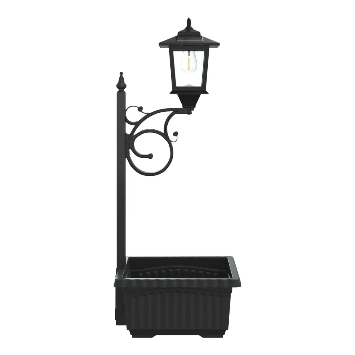Lampă Solară de Grădină cu Jardinieră Integrată, Felinar LED și Design Decorativ – 29 × 28 × 74 cm - detaliu produs