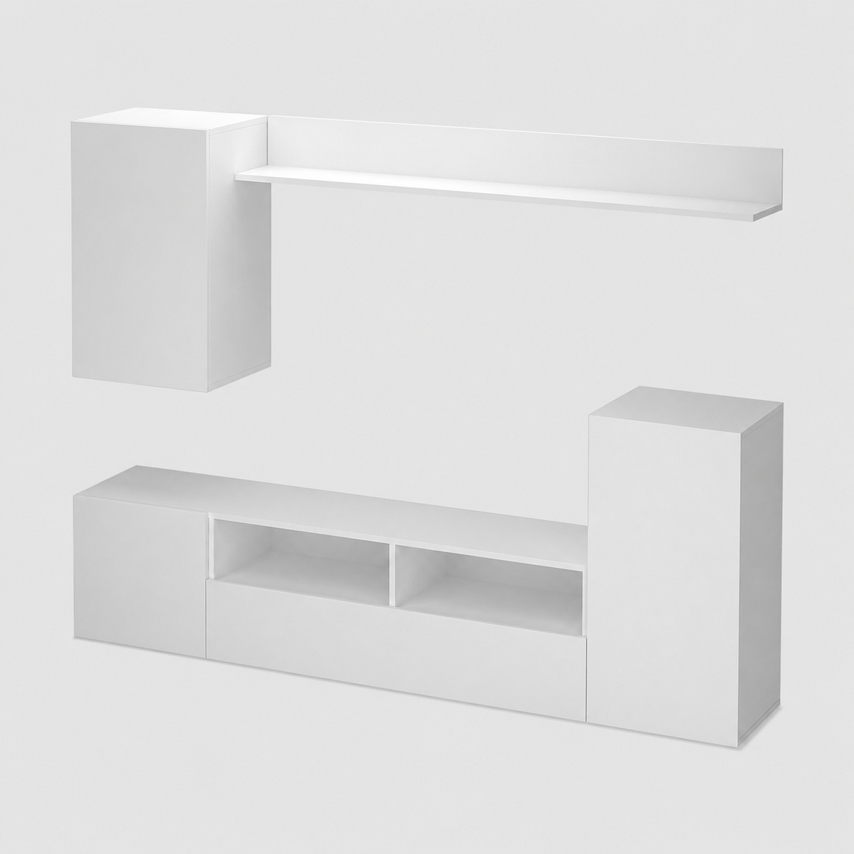 Comoda TV 210x38x90,4 cm, cu dulap suspendat, pentru living