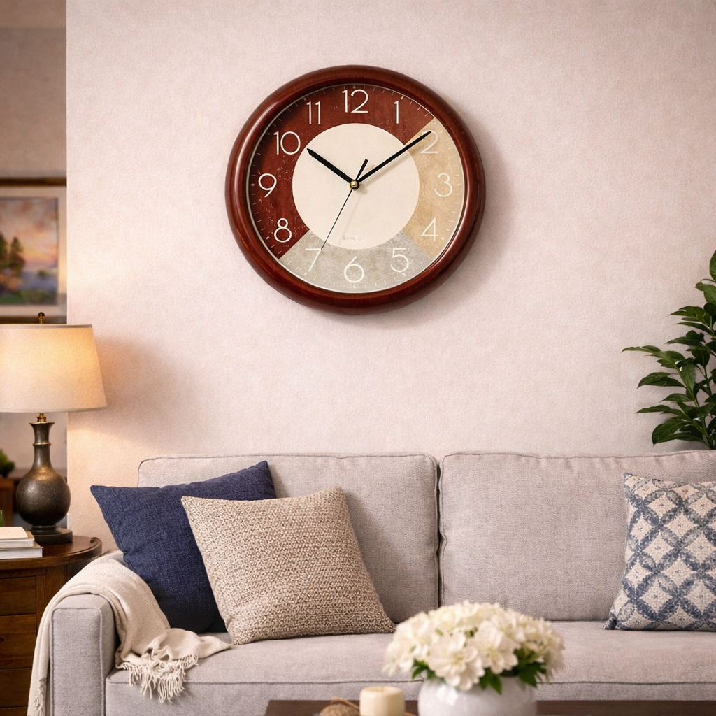 Ceas decorativ de perete 30 cm aspect lemn modern