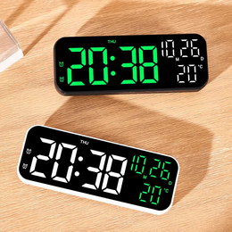 Ceas digital de perete cu afisaj LED, afisare temperatura si data, mod de noapte, ceas de masa, ceas electronic cu LED, 12H, 24H