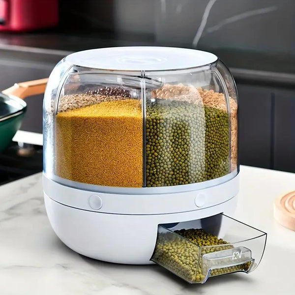 Dispenser rotativ pentru cereale, bomboane, 6 compartimente