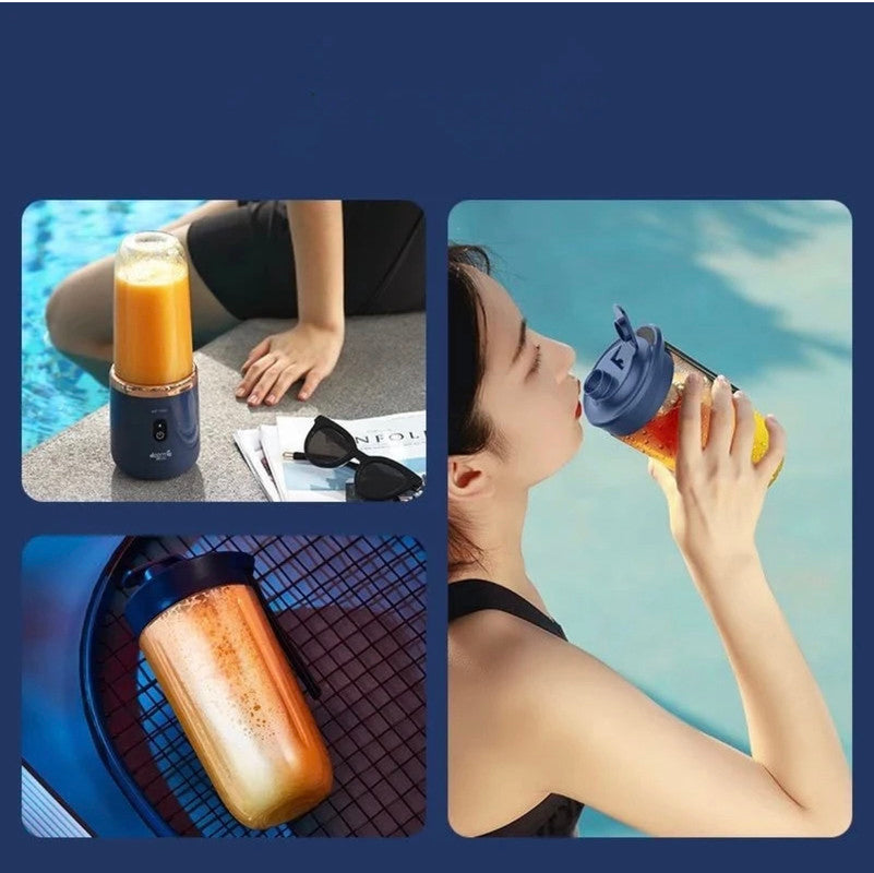 Mini Blender Portabil Electric, Cu Acumulator, 2 Recipiente, 6 Lame 3D, 300 ml, 40W, Capac Inclus
