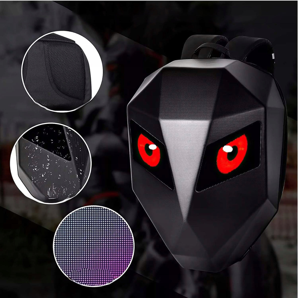 Ghiozdan moto Led, impermeabil, compartiment laptop 15.6, extensie pentru casca