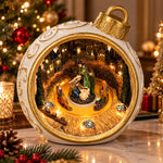 Decorațiune de Crăciun Premium tip Glob cu Nașterea Domnului, Muzică, Rotire 360°, Iluminare și Efect Strălucitor – 15,5 × 14,5 × 16,7 cm