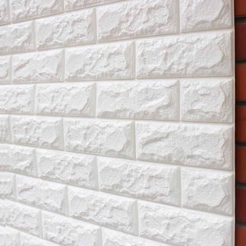 Tapet 3D caramizi albe, auto-adeziv pentru interior, 70 x 77 cm, 6 mm grosime