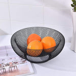 Cos de fructe decorativ, rotund, metalic, 25,5 x 13 cm, negru