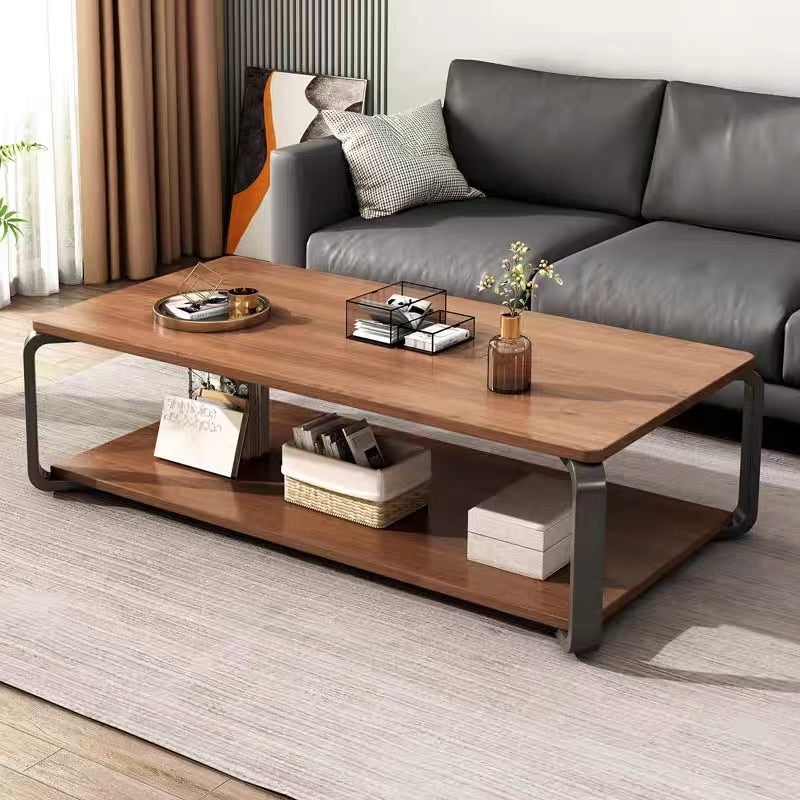 RESIGILAT - Masuta de cafea cu raft de depozitare, stil italian, 110x60x43cm, blat MDF si cadru metalic