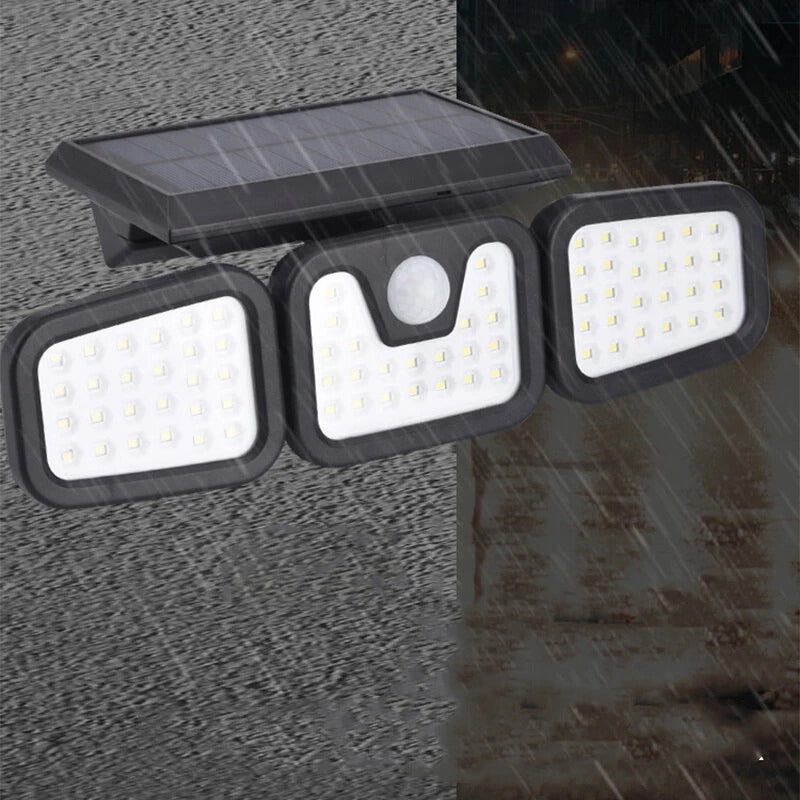 Lampa solara cu 3 capete – 74 LED-uri, 60W, incarcare solara, 3 moduri de iluminare