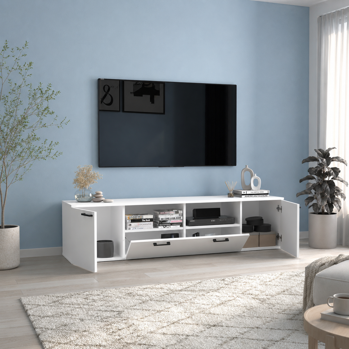 Comoda TV moderna din PAL 181,3x41x45,6 cm, pentru living