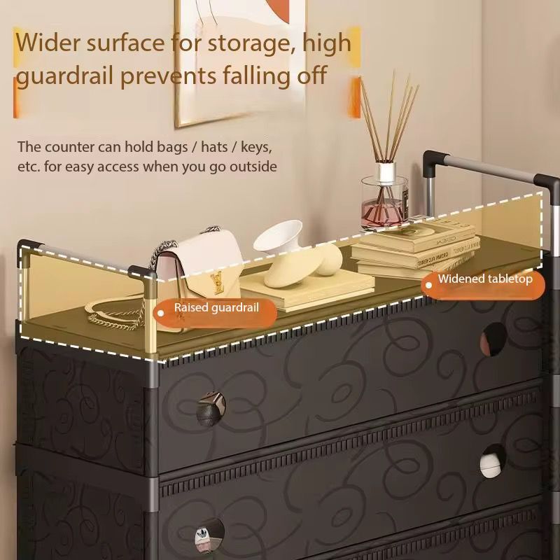 Pantofar Organizator 5 Niveluri cu Sertare Textile Design Modern Negru 101 x 30 x 60cm