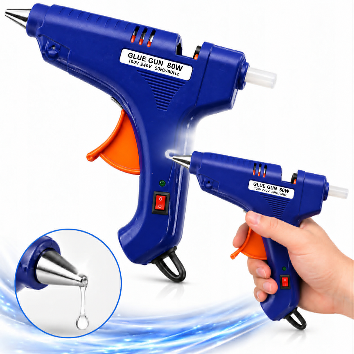Pistol de lipit cu baghete silicon, putere 60W/80W