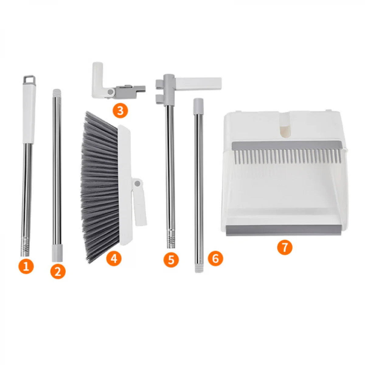Set matura si faras pliabil, coada inox, perii moi de 7.5 cm, alb