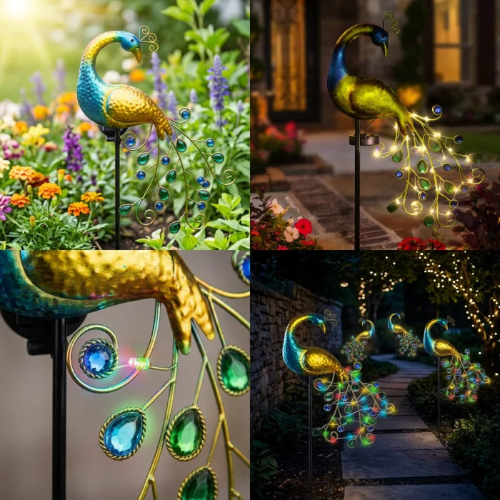 Lampa Solara Decorativa Paun LED 3D Iluminare Gradina Exterior Impermeabila - detaliu produs