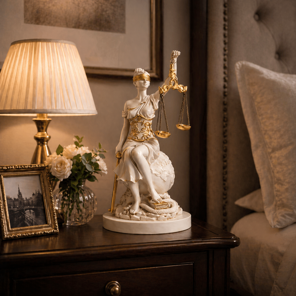 Statueta decorativa Lady Justice 34 cm – simbol al echilibrului si elegantei