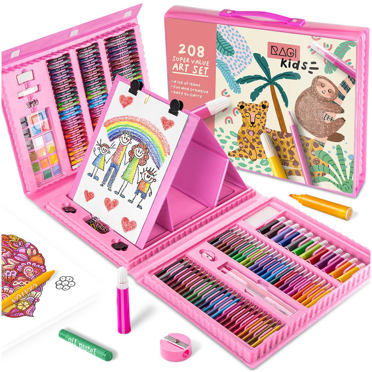 Set Pictura si Desen pentru Copii 208 Piese Suport Foaie Desen Albastru 3+ Ani - detaliu produs