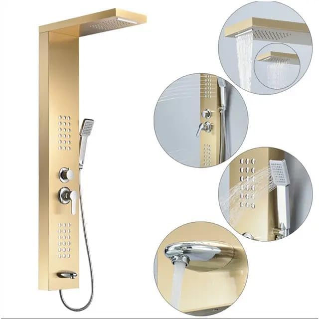 Panou dus hidromasaj inox auriu/argintiu 5 functii