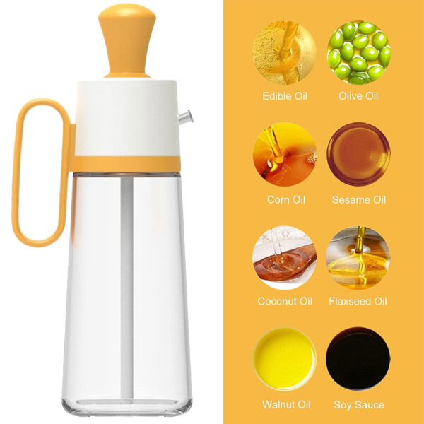 Dispenser din sticla pentru ulei/otet/sosuri, cu perie, 550 ml