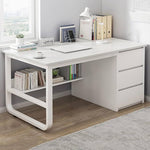 Birou minimalist alb cu rafturi - 160x60x73 cm, ideal pentru spații mici, lucru și studiu