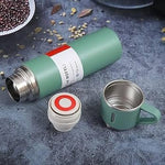 Set Cadou Termos 500ml cu 3 Cesti Inox Perete Dublu Pastreaza Bauturi Calde Reci 12 Ore Etans