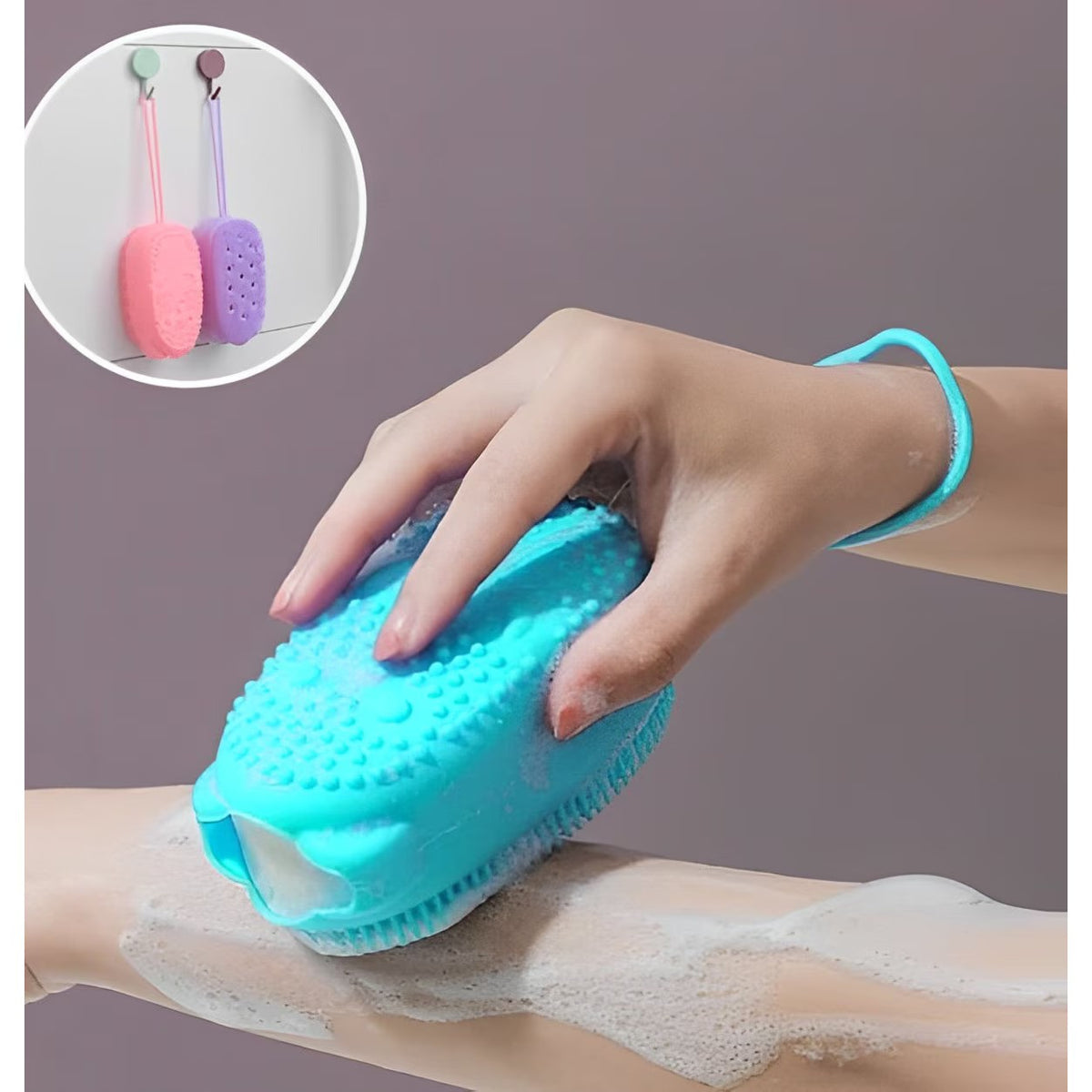 Burete Silicon De Baie Cu Bule Verde Masaj Exfoliant Piele - detaliu produs