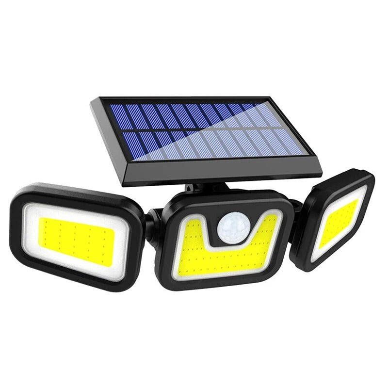 Lampa tripla solara de perete cu senzor de miscare