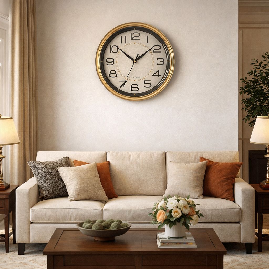 Ceas de perete elegant – design modern cu accente aurii – 45 cm