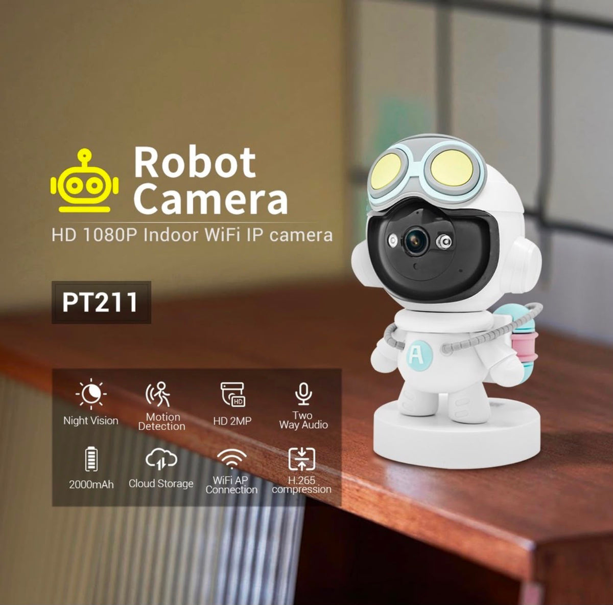 Camera de Supraveghere Robot Inteligent 2MP Detectie Umanoida Infrarosu Noapte US Plug - detaliu produs
