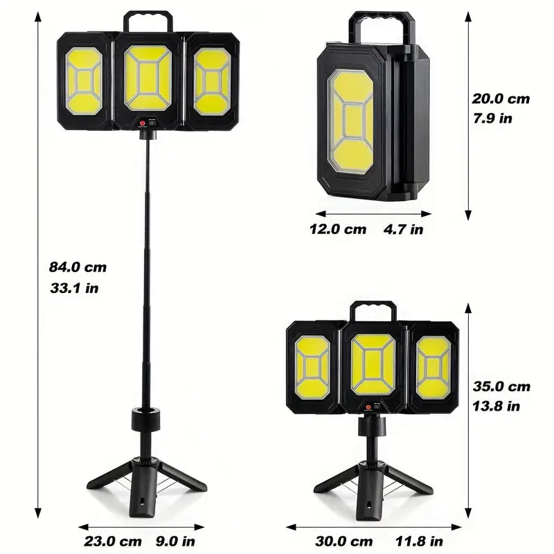Lampa solara pliabila 3 panouri cu trepied reglabil 84cm si incarcare Type-C
