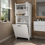 RESIGILAT - Dulap multifunctional pentru baie sau bucatarie, cu spatiu pentru cos de rufe, 60 x 33,8 x 153,6 cm