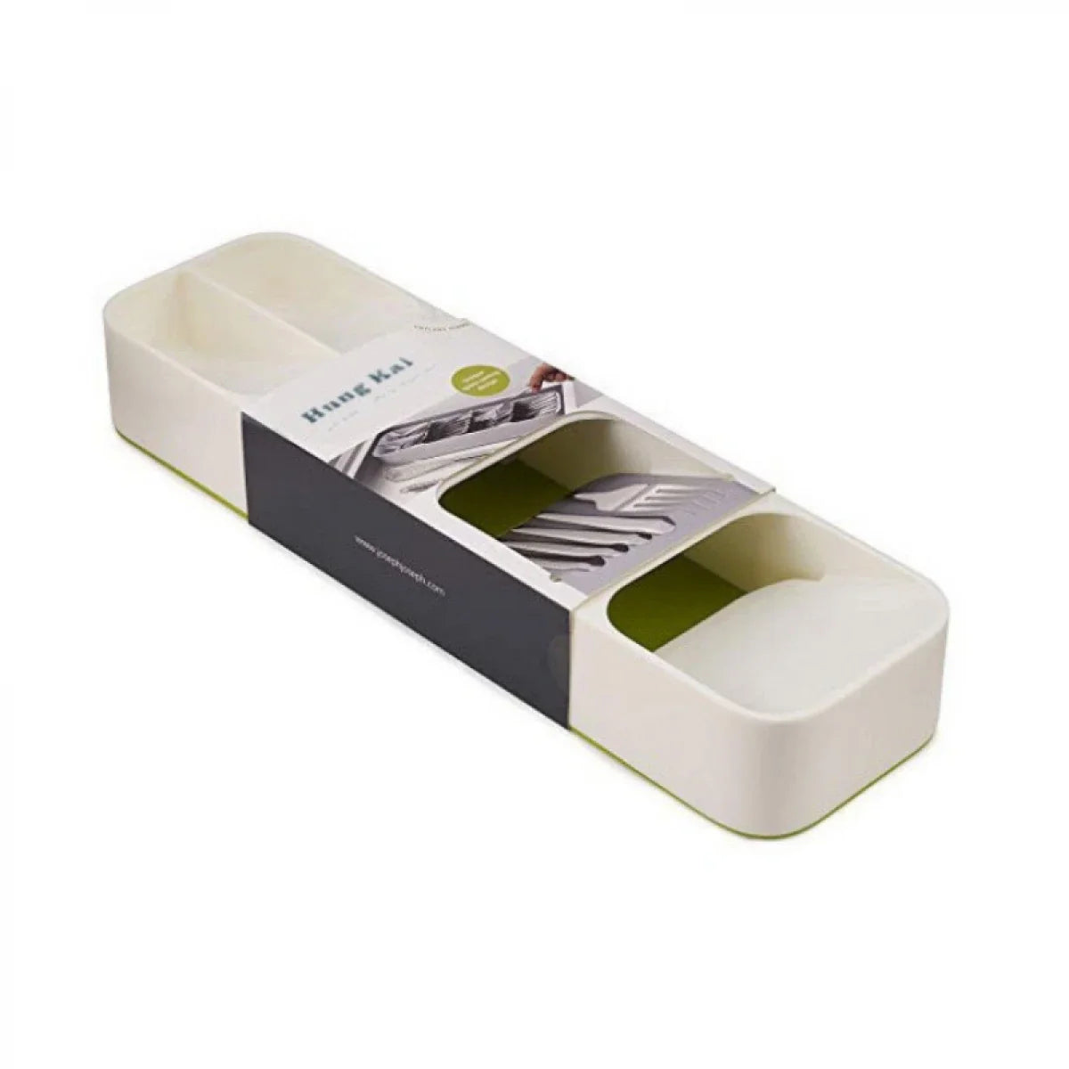 Organizator pentru tacamuri, 5 compartimente, 39.8 cm, Alb