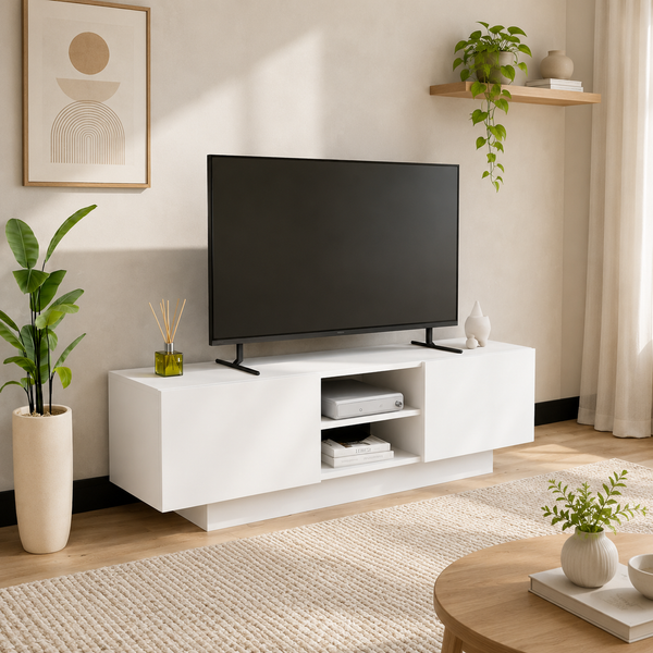 Comodă TV DORA cu uși și raft central, PAL 18 mm, 140 x 31 x 42 cm - detaliu produs