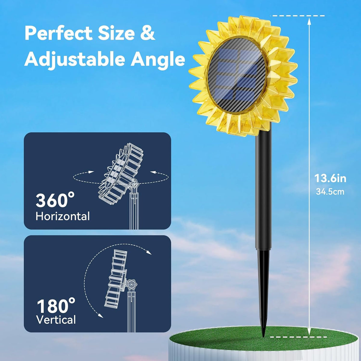 Lampa Solara de Gradina Floarea-soarelui LED Iluminare Automata Decorativa - detaliu produs