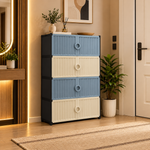 Dulap Multifuncțional Modular cu 4 Niveluri, 8 Uși Magnetice, pentru Haine și Încălțăminte – 63 × 32 × 68 cm