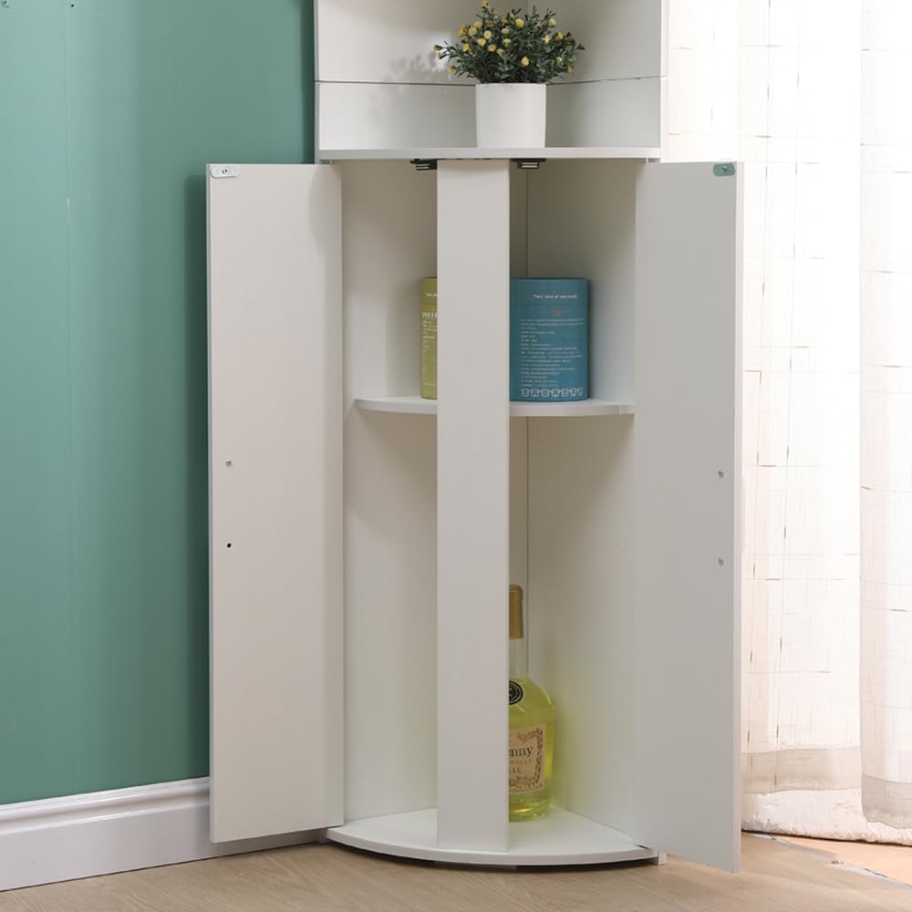 RESIGILAT - Biblioteca pentru colt cu 4 polite si dulap 2 usi, 180x50x50cm, alb