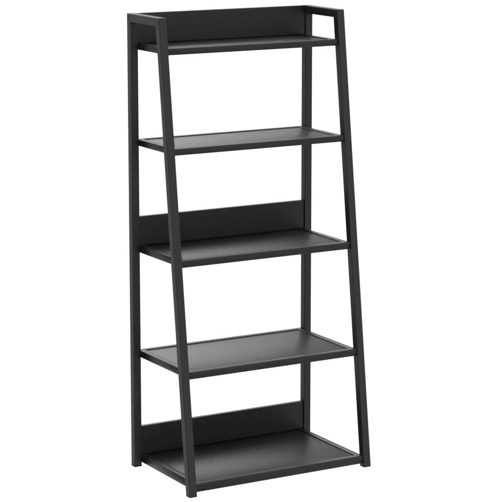 RESIGILAT - Biblioteca moderna tip scara, cadru metalic și blat MDF, 4 sau 5 rafturi
