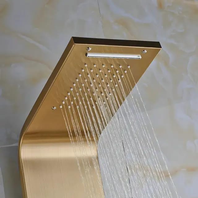 Panou dus hidromasaj inox auriu/argintiu 5 functii