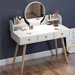 Masa de toaleta cu oglinda 100x120x40 cm design modern alba cu sertare si rafturi