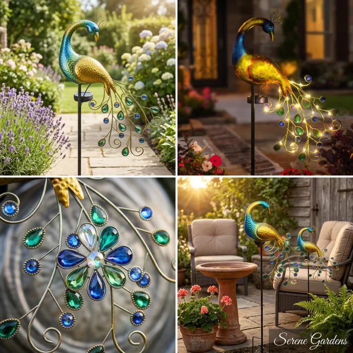 Lampa Solara Decorativa Paun LED 3D Iluminare Gradina Exterior Impermeabila - detaliu produs