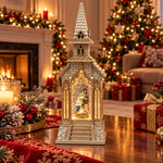 Decorațiune de Crăciun Premium cu Scenă Sfântă, Muzică Festivă și Sclipici în Mișcare – 33 × 12 cm