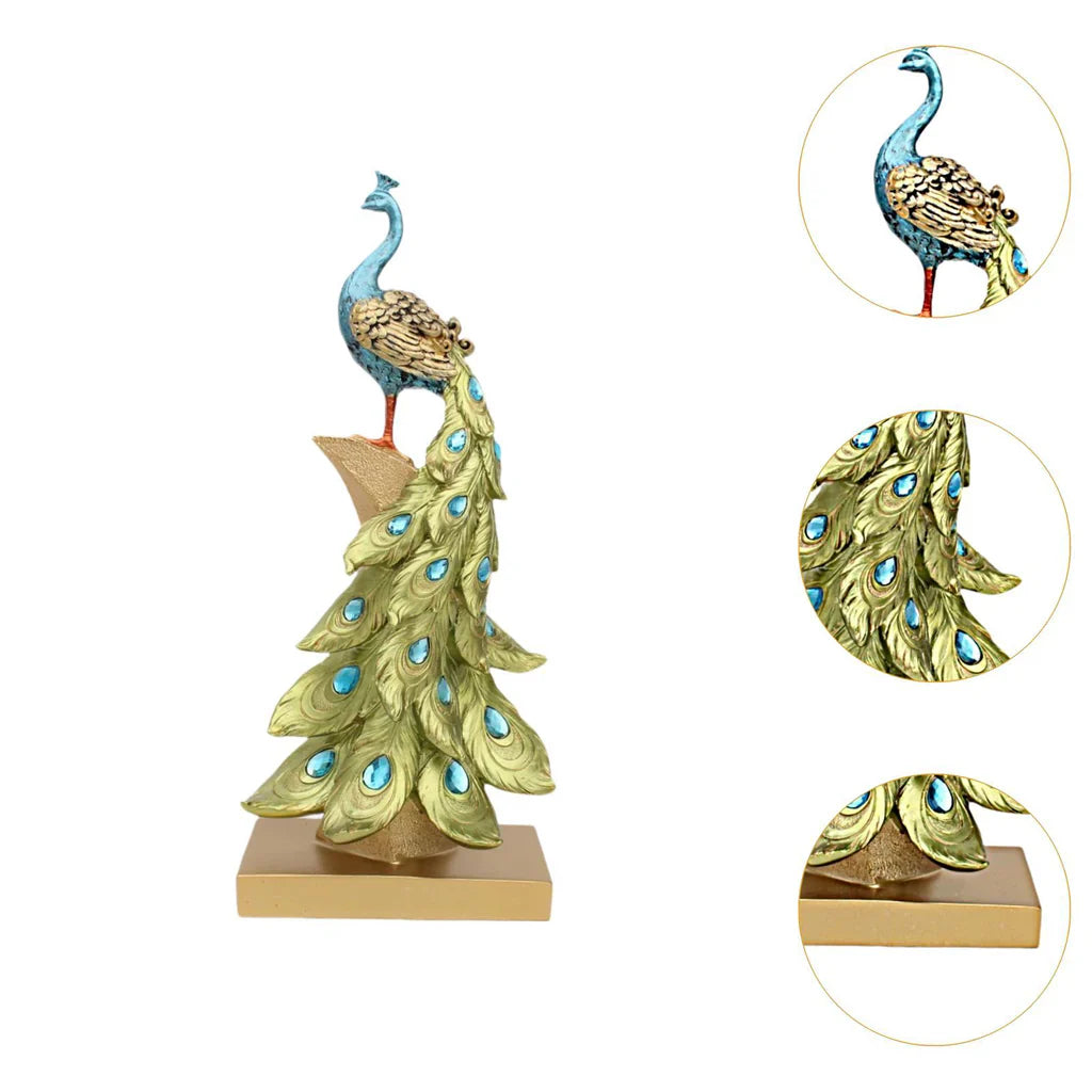 Statueta Decorativa Paun Elegant 40 cm din Rasina
