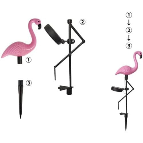 Set 3 x Lampa Solara Flamingo 52 cm Roz Iluminare LED Gradina - detaliu produs