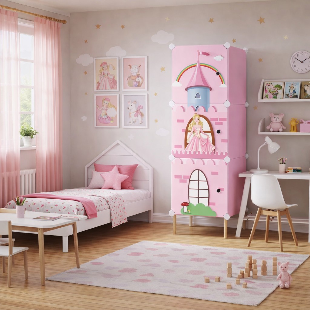 Dulap modular pentru copii, 3 rafturi, durabil, 111x37x37 cm, diferite modele