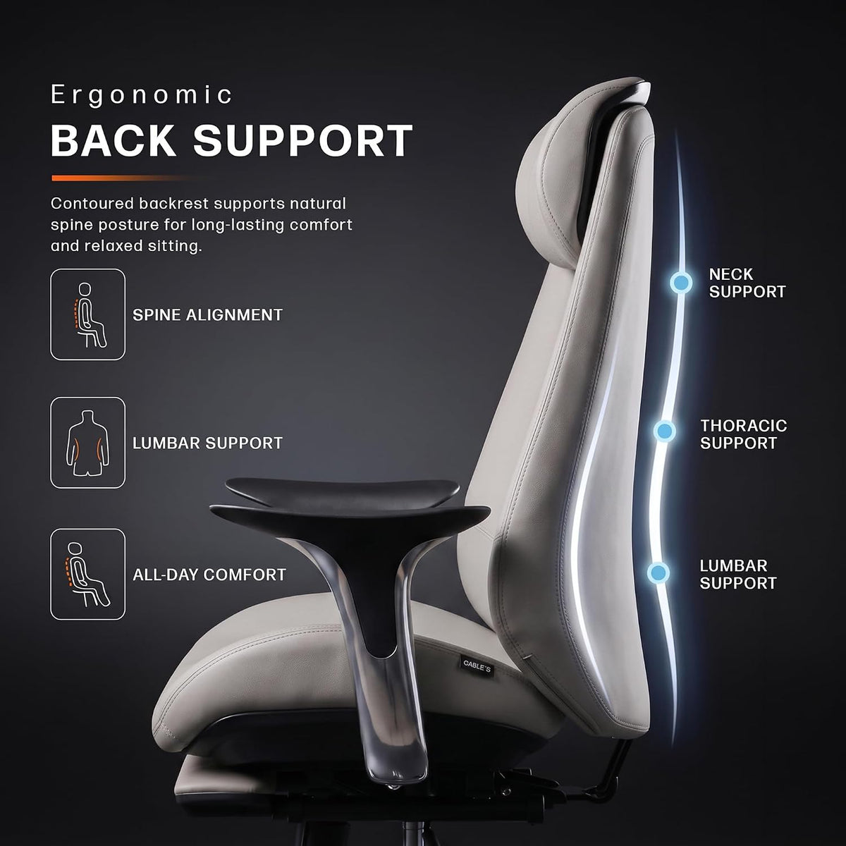 Scaun Gaming Ergonomic cu Spatar Inalt si Suport Lombar Ajustabil - detaliu produs